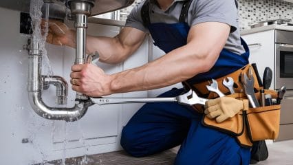Technician using electronic equipment to detect a plumbing leak in Holladay
